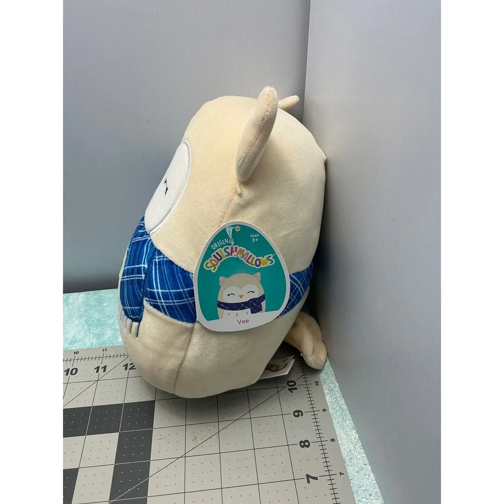 Squishmallows Vee Owl‎ Plush 8 Inch Blue Plaid Scarf Stuffed Animal Toy